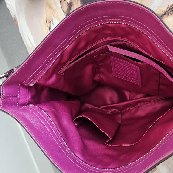 Coach Signature Canvas Shoulder Bag - Pink and Brown - Picture 15 of 15